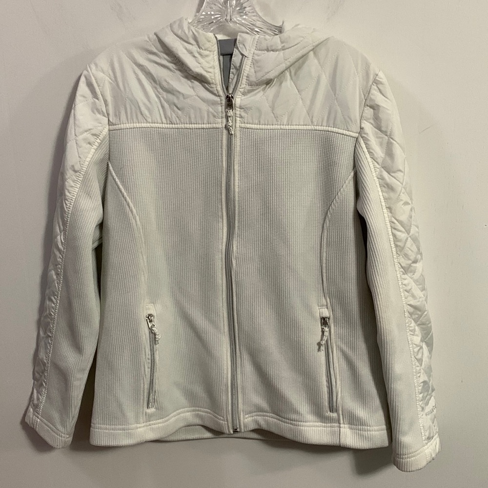 Free Country White part quilted hooded jacket, Size Medium, see measurements